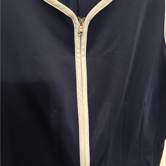Betsey Johnson Navy Blue White Trim Zip Front Sleeveless Dress Size 8 - Picture 6 of 7